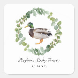 Neutrale Mallard Duck Baby Shower Quadratischer Aufkleber