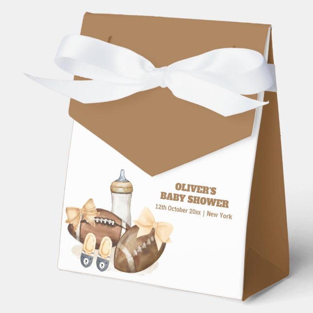 Neutrale Minimal-Berührung Football-Junge-Baby-Par Geschenkschachtel (Vorderseite)