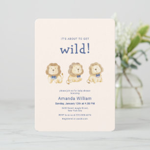 Neutrale Minimal Boho Wilde Safari Löwen Babyparty Einladung