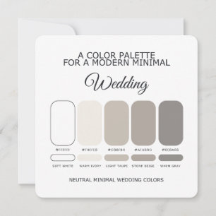 Neutrale Minimale Hochzeitsfarbpalette Karte