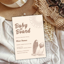 Neutrale Minimalistische Boho Surfboard Babydusche