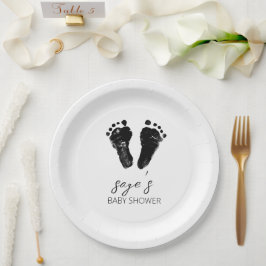 Neutrale Minimalistische Footprints von Babydusche Pappteller