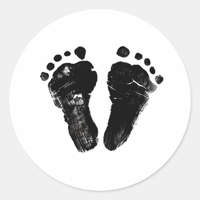 Neutrale Minimalistische Footprints von Babydusche Runder Aufkleber (Vorderseite)