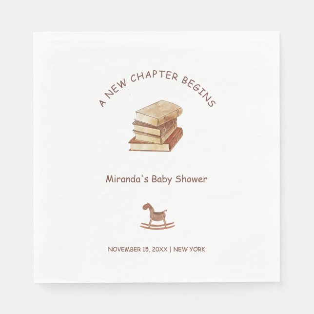 Neutrale Minimalistische neue Kapitel Buch Kinderd Serviette (Vorderseite)