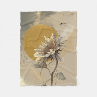 Neutrale minimalistische Sonnenblumenumrandung Fleecedecke