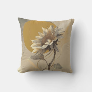 Neutrale minimalistische Sonnenblumenumrandung Kissen