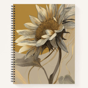 Neutrale minimalistische Sonnenblumenumrandung Notizbuch