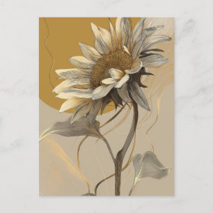 Neutrale minimalistische Sonnenblumenumrandung Postkarte