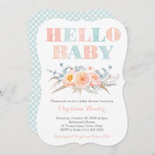 Neutrale Minzpfirsichdusche Einladung