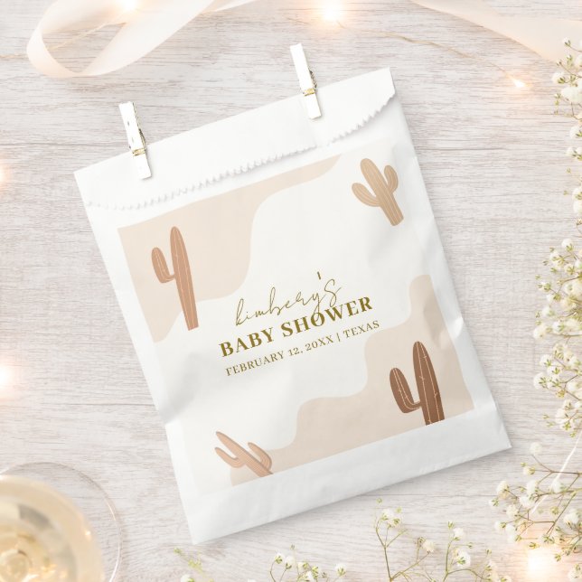 Neutrale moderne Babydusche Boho Cactus Geschenktütchen (Ausgeschnitten)