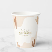 Neutrale moderne Babydusche Boho Cactus
