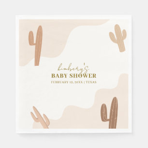 Neutrale moderne Babydusche Boho Cactus Serviette