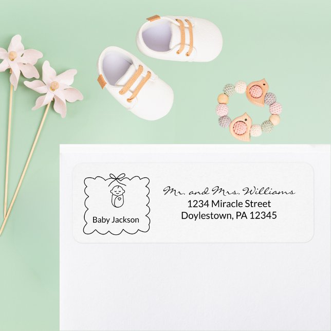 Neutrale moderne Babydusche-Rücksendeadresse (Von Creator hochgeladen)