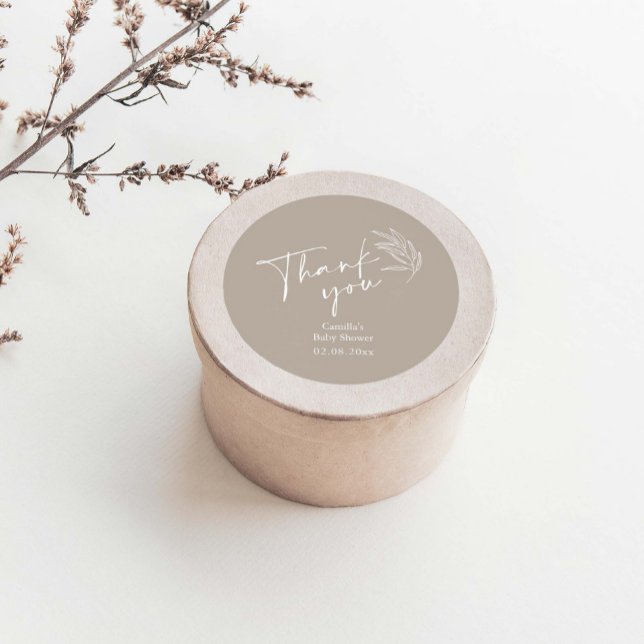 Neutrale moderne Babydusche Vielen Dank Runder Aufkleber (Von Creator hochgeladen)