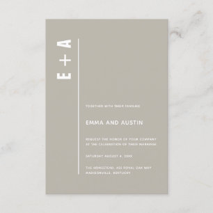 Neutrale moderne Minimal kühne Initialen Hochzeit Einladung