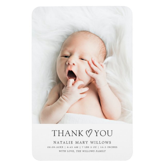 Neutrale moderne Minimalistische Baby-Foto-Geschen Magnet (Vertikal)