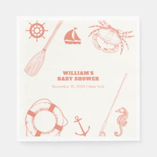 Neutrale moderne Nautical Fishing Boy Baby Shower Serviette