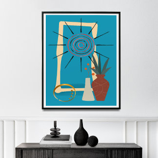 Neutrale moderne Wohngestaltung Mitte des Jahrhund Poster