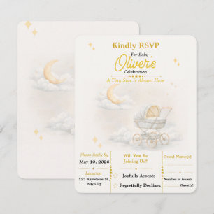 Neutrale Mond-Baby-Shower-RSVP-Karte