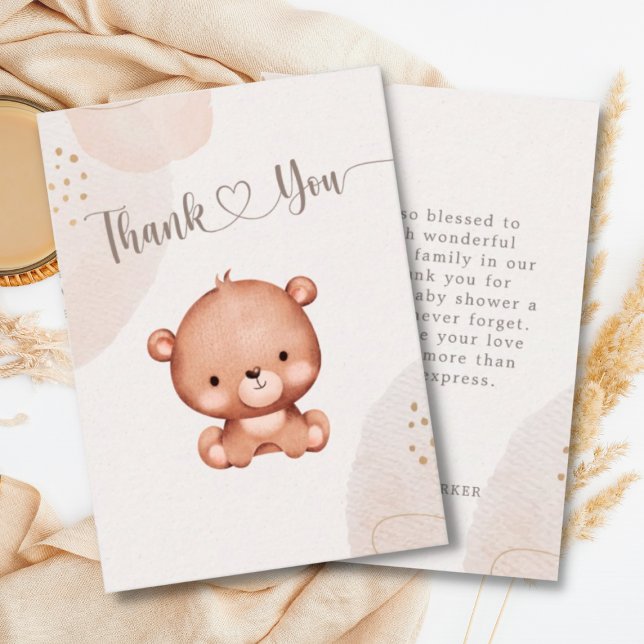 Neutrale Niedlich Bear Watercolor Babydusche Mitteilungskarte (Von Creator hochgeladen)