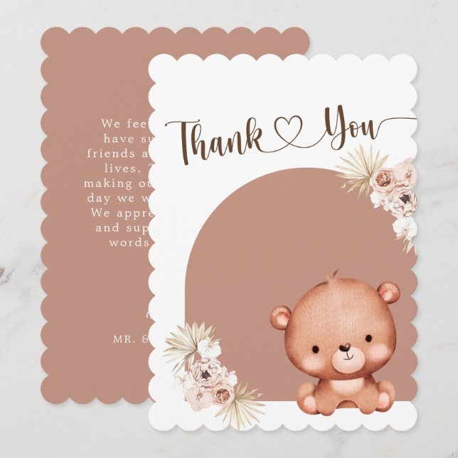Neutrale Niedliche Bärendusche Dankeskarte (Vorne/Hinten)