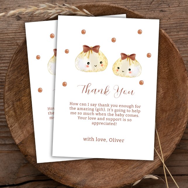 Neutrale Niedliche Dusche Dankeskarte (Gender Neutral Cute Dumpling Baby Shower Thank You Card)