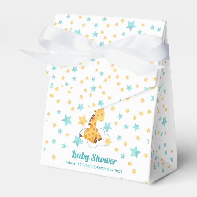 Neutrale Niedliche Giraffe & Stars Kinderdusche Geschenkschachtel (Vorderseite)