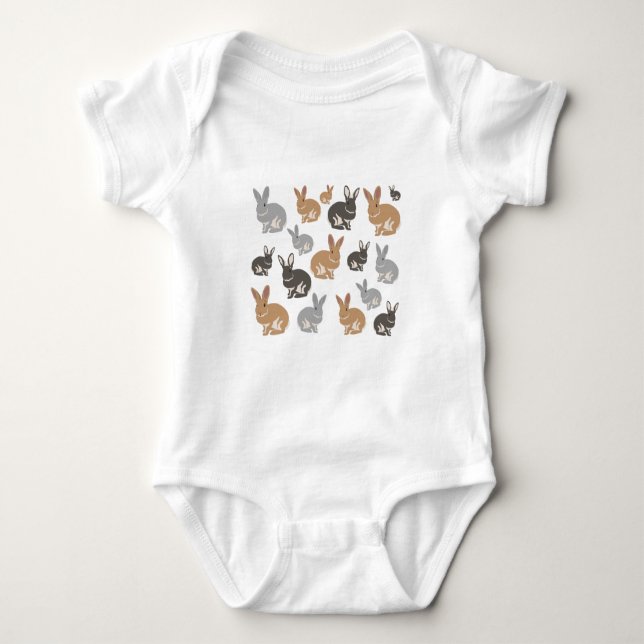 Neutrale niedliche Kaninchenfarben Baby Strampler (Vorderseite)