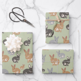 Neutrale niedliche Kaninchenfarben Geschenkpapier Set