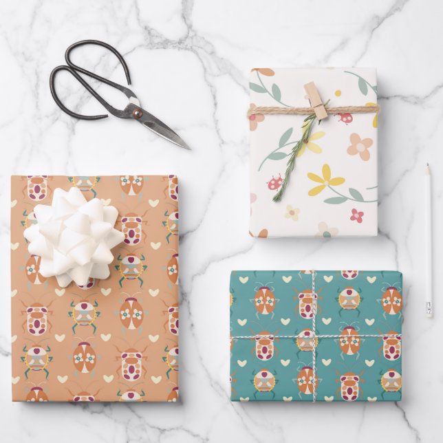 Neutrale Niedliche Liebe Geschenkpapier Set (Vorderseite)
