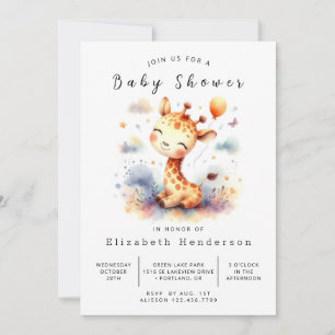 Neutrale Online-Giraffe-Babydusche für Geschlechte Einladung