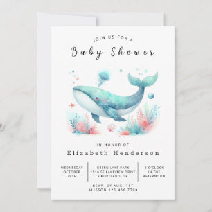 Neutrale Online-Whale-Babydusche für Geschlechter Einladung