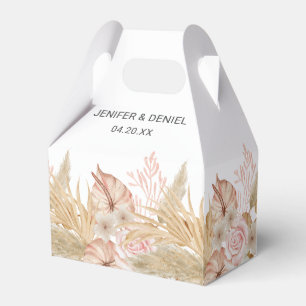 Neutrale Palm- und Pampas-Blumendekoration Hochzei Geschenkschachtel