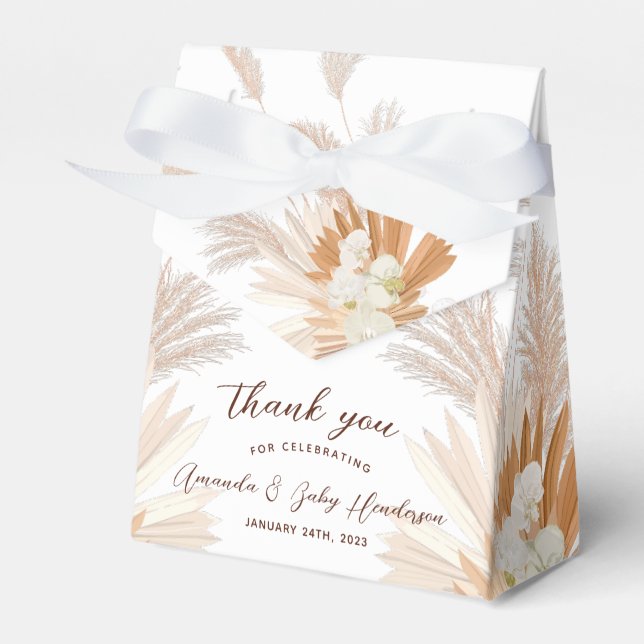 Neutrale Pampas-Babydusche Geschenkschachtel (Vorderseite)