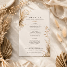 Neutrale Pampas-Botanische Hochzeits-Details-Karte