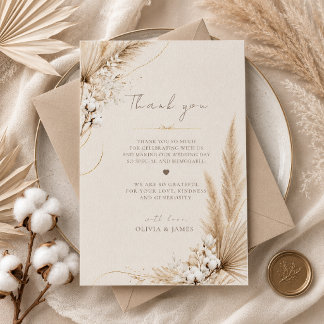 Neutrale Pampas Eleganz Boho Dankeskarten Dankeskarte