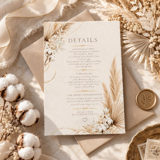 Neutrale Pampas-Eleganz Boho-Hochzeitsdetails Kart RSVP Karte