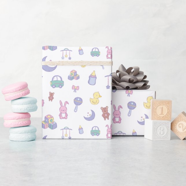 Neutrale Pastel-Babydusche Geschenkpapier (Babyparty)