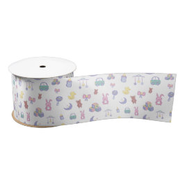 Neutrale Pastel-Babydusche Satinband