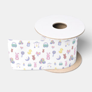 Neutrale Pastel-Babydusche Satinband