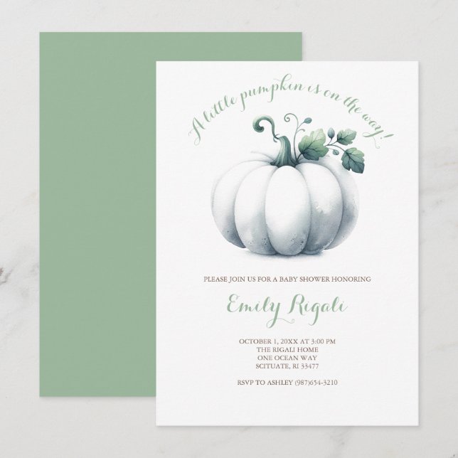 Neutrale Pumpkin Baby Duwer Einladungen (Vorne/Hinten)