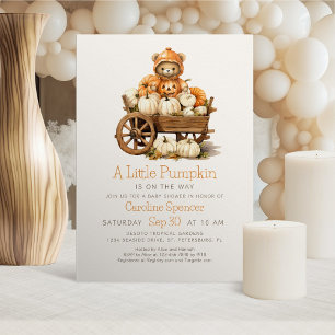 Neutrale Pumpkin Fall Bear Baby Dusche Einladung