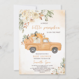 Neutrale Pumpkin Truck Baby Shower Einladung