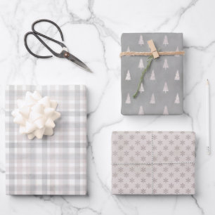 Neutrale Rustikale Weihnachten Geschenkpapier Set
