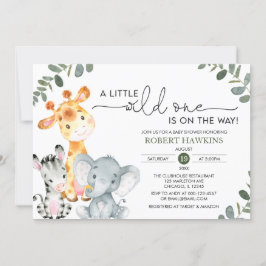 Neutrale Safari Animal Wild One Baby Shower Einladung
