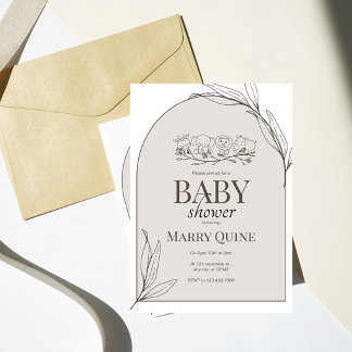 Neutrale Safari-Baby-Party-Einladung, Minimal Bab Einladung