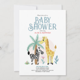 Neutrale Safari-Babydusche für niedliche Geschlech Einladung