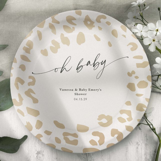 Neutrale Safari Bio Tier Pappteller (Modern Safari Animal Print, Gender Neutral Baby Sower Paper Plates.)