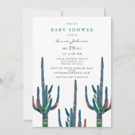 Neutrale Saguaro Cactus Baby Shower Einladung