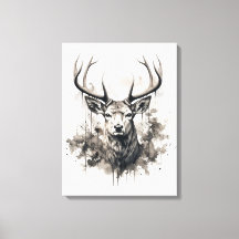 Neutrale Sepia-Farben Wildtiere Hirsche Kunst